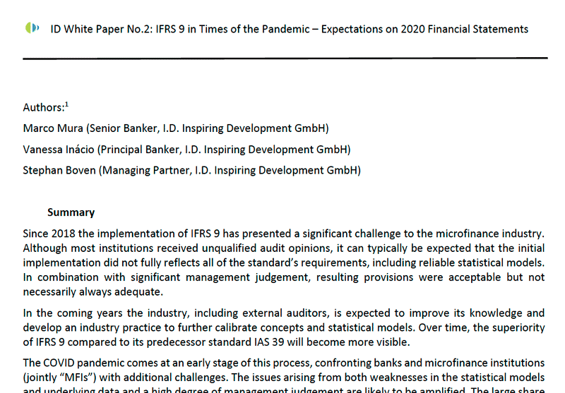 white paper, IFRS 9 in Times of the Pandemic, Expectations on 2020 Financial Statements